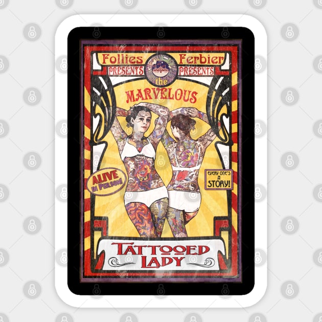 The Tattooed Lady Sideshow Poster Sticker by ImpArtbyTorg